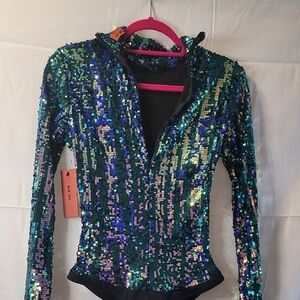 Alix NYC Sequin Bodysuit with Zipper